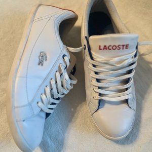 Used Lacoste white leather sneakers Size 5.5